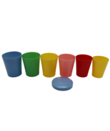 Vtg multi color nesting stacking &quot;Jester&quot; plastic shot cup set measuring... - $19.99