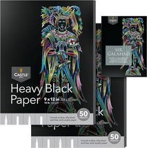 Heavy Black Sketchpad Paper 9 x 12in 2 Pack 50 Sheets Each 150gsm 92lb Artist Pa - £56.92 GBP