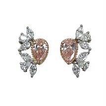 1.30 TCW Pear Lab Grown Fancy Intense Pink Diamond Stud Earrings 14k Whi... - €742,26 EUR
