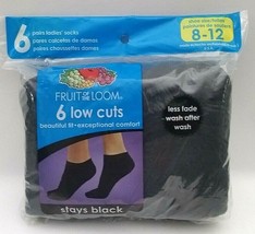 ( 6pairs ) Fruit ofThe Loom Women Low Cuts Socks BLACK Shoe Size 8-12 NEW SEALED - £10.94 GBP