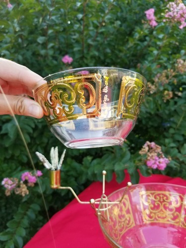 Vintage 1960 Georges Briard Gold Scroll Chip and Dip+Toothpick Holder set rare Item image 8