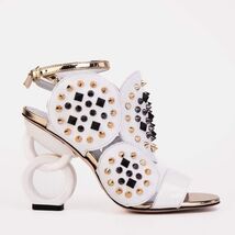 The Infanta White Spike Leather Ankle Strap Women Sandal image 3