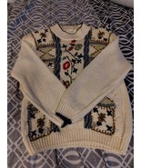 Vintage Margules  SIZE MEDIUM Floral Embroidered Cardigan Knit Sweater V... - $21.77