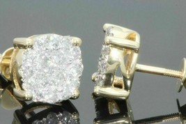 1.12 Carato Uomo Diamanti Finti Orecchino 14K Placcato Oro Giallo - £171.42 GBP