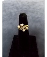 WOMEN&#39;S VINTAGE ESTATE 14K GOLD RING W/ 4 PEARLS AND 3 CZS 3.7g E1366 - $4,233.77 MXN