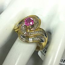 Gold Plated925 Silver Simulated Pink   Cocktail Ring 2.7Ct - £74.61 GBP