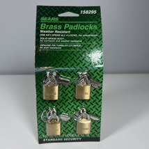 Sears Craftsman Locks Pack 4 Brass Padlocks 8 Keys NOS Weather Resistant... - £11.86 GBP