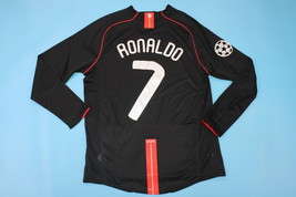 manchester united jersey 2007 2008 shirt black cristiano ronaldo champio... - £58.77 GBP