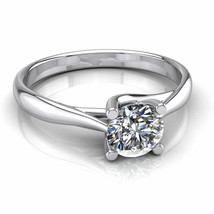 Solitaire Diamond Engagement Ring One Carat Round Shape F/VS2 14k White Gold - £2,289.24 GBP