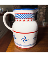 Princess House Pitcher 4th Of July Country Fair Red White Blue 64 oz Pat... - £23.24 GBP