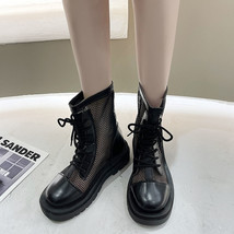 Summer Breathable Mesh Ankle Boots for Women Fashion Zip Lace Up Casual Shoes Wo - £29.70 GBP