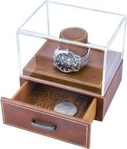 Leather Watch Box with Glass Top, Men Watch Display Box Organizer,Watch ... - $24.18