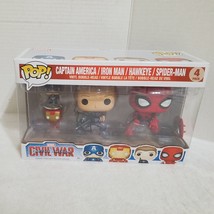 Funko Pop Captain America Hawkeye Spider man Iron Man Civil War 4 pk Vau... - $36.14