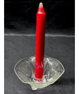 Vintage HAZEL ATLAS Candle Holder ROYAL LACE Depression Glass Ruffled Edge - $19.18 CAD