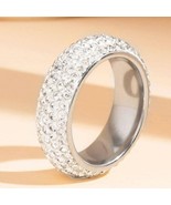 Titanium Ring with Mini Rhinestones - Elegance and Durability Size 10.5 - £24.02 GBP