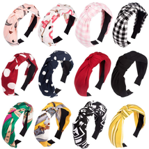 12 Pack Knotted Headbands - Boho Turban Headwraps with Bowknots - $10.67