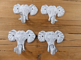 4 Elephant Hooks Cast Iron Decor Entryway Hall Tree Coat Rack Hat Entryway Bath - £23.59 GBP
