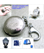 Pocket Watch Silver Color Women Pendant Watch 2 Ways Use Necklace &amp; Key ... - £16.58 GBP