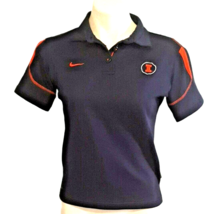 Sm Illinois Illini Nike Team Fit Dri Navy Orange Swish Polo Knit Shirt S... - $17.75