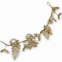 Golden Floral Pearl Comb: Elegant Bridal Hair Accessory | NEW - £11.46 GBP