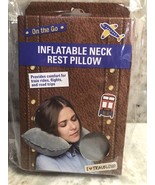 On the Go Inflatable Neck Rest Pillow-Gray I Love ❤️ Traveling Provides ... - $12.75