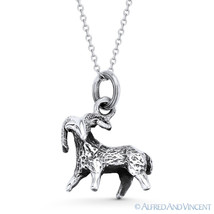 Aries the Ram Zodiac Sign Luck Animal Pendant &amp; Necklace in .925 Sterling Silver - £20.94 GBP+