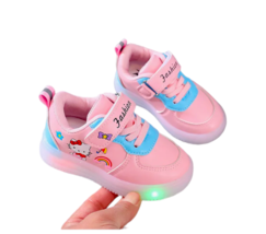 Kids Girl&#39;s Light Up Hello Kitty Sneakers Comfort Toddlers Trainers Sport Shoes - £20.70 GBP