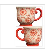 Pioneer Woman FLORAL BURST Footed Cup Stoneware Coffee Mug Orange Flower... - £17.22 GBP