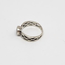 Sterling Silver Ring Braided Pattern w/ Round Black Stone 925 Hallmarked Onyx? - £19.01 GBP