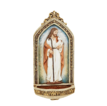 Jesus Christ the Good Shepard Lamb Holy Water Font for Home Resin 7.5&quot; Catholic - £19.65 GBP