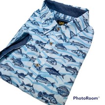 Lee Men&#39;s S/S Fish Theme Print Sport Shirt  White Size XL NWT MSRP $50 - £25.72 GBP