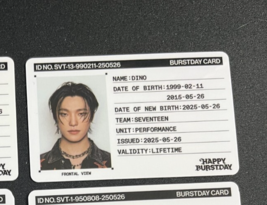 Carte Photo Officielle DINO SEVENTEEN 5ème Album « HAPPY BURSTDAY » Kpop... - €4,37 EUR