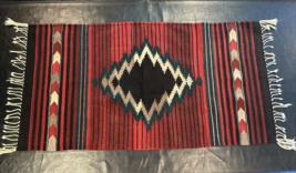 Vintage Navajo  Woven Wool Textile Rug Weaving  59&quot; X 30.5&quot;  Vibrant Colors - £345.63 GBP