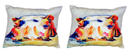 Pair of Betsy Drake Hippo No Cord Pillows 16 Inch X 20 Inch - £63.15 GBP