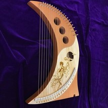 19 String Moon Harp Lyre Mahogany Nylon with Tuning Wrench with Technical Manual - £118.70 GBP