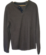 Levi's Henley Casual Tee T Shirt Mens Small Gray Long Sleeve Cotton Blend - $12.75