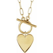 14K Yellow Gold Engravable Heart Toggle 18&quot; Necklace - £542.76 GBP