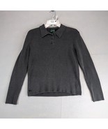 Vtg LRL Ralph Lauren Grey Cotton Ribbed Knit Polo Shirt Top Women&#39;s L Ma... - $459.38 MXN