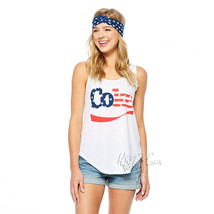 NWT Women&#39;s Cute USA Flag COKE Loose Tank Top With Bandana/Headband Juni... - £19.65 GBP