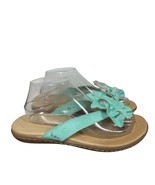 Born boc Mint Green Leather 3D Flower Flip Flop Comfort Thong Sandals Wo... - $454.60 MXN