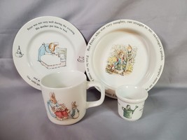 Frederick Warne Peter Rabbit Wedgwood Childs 4 pc Feeding Dish Set 1993 Vintage - £29.24 GBP