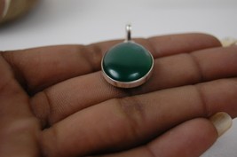 925 Plata Ley Verde Onix Piedra Preciosa Hecho a Mano Collar con Colgante Dama - £27.09 GBP+