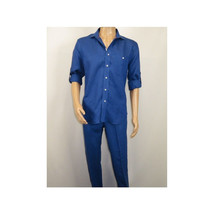 Men INSERCH premium Soft Linen Breathable 2pc Walking Leisure suit LS29116 Royal image 5