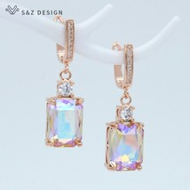 S&Z DESIGN New AAA Cubic Zirconia Classic Square Crystal Dangle Earrings For Wom - £15.84 GBP