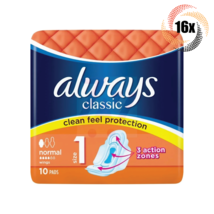 16x Packs Always Classic Clean Feel Protection Wings Pads | 10 Per Pack | Size 1 - £45.39 GBP