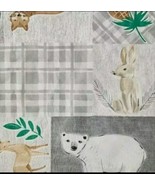 Tablecloth Christmas Reindeer Bears Foxes Winter PEVA 70&quot; Round Gray Whi... - $15.83