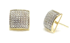 ADIRFINE 14K Solid Gold 10mm Square Micro Pave Cubic Zirconia Stud Earrings - $439.99