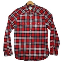 Lucky Brand Western Cut Flannel Shirt Red Relaxed Fit - Women&#39;s Medium - £15.81 GBP