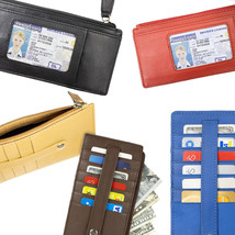 Women&#39;s Slim ID Card Case Holder Genuine Leather Wallet Buy 2 Get 1 Free - £23.10 GBP