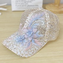 Sequin Mesh Hollow Breathable Sun Protection Duck Tongue Sun Hat Children Beaded - £10.16 GBP